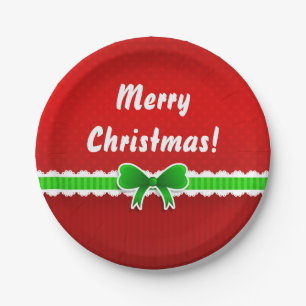 Red Green Christmas Design Anpassbarer Text Pappteller