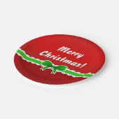 Red Green Christmas Design Anpassbarer Text Pappteller (Schrägansicht)