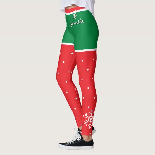 Red Green Christmas Elf Name  Leggings (Links)