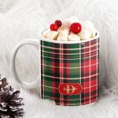 Red Green Christmas Festival Kariert Monogram Holi Kaffeetasse