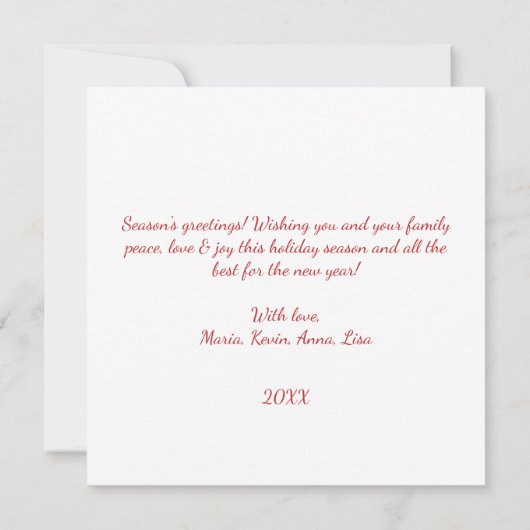 Red green Christmas Flat Card (Rückseite)