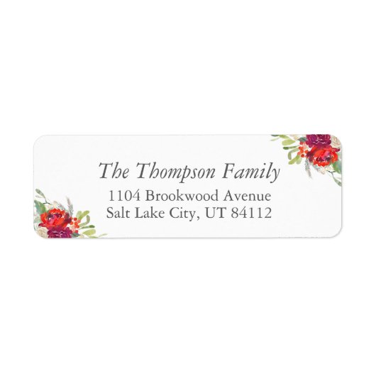 Red Green Christmas Floral Return Address Label (Vorne)