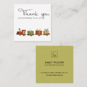 RED GREEN CHRISTMAS GIFT HOLZ TOLLE TRAIN DANK QUADRATISCHE VISITENKARTE (Vorne/Hinten)