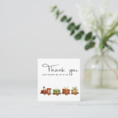 RED GREEN CHRISTMAS GIFT HOLZ TOLLE TRAIN DANK QUADRATISCHE VISITENKARTE (Stehend Vorderseite)