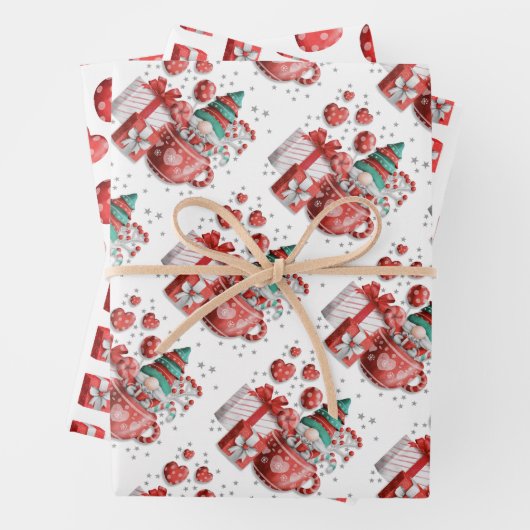 Red Green Christmas Gnome Teacup Hörgeschenke Geschenkpapier Set (Beispiel)