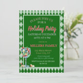 Red & Green Christmas Holiday Party Einladung (Stehend Vorderseite)