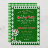 Red & Green Christmas Holiday Party  Einladung (Vorne/Hinten)