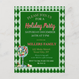 Red & Green Christmas Holiday Party Postkarte