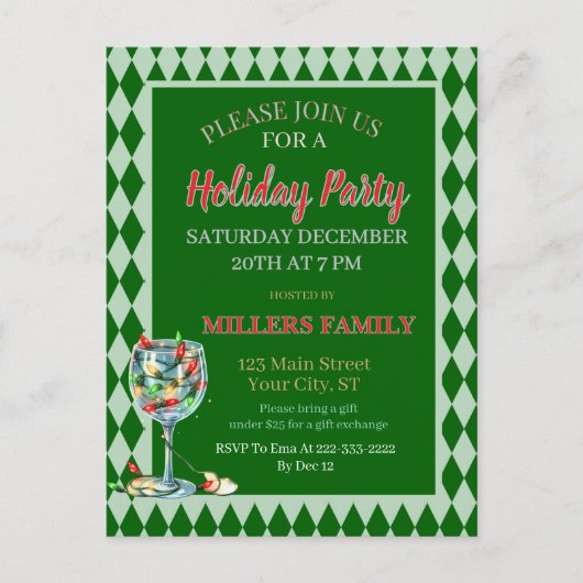 Red & Green Christmas Holiday Party Postkarte (Vorderseite)