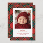 Red Green Christmas Kariert Baby Ankündigung (Vorne/Hinten)