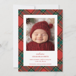 Red Green Christmas Kariert Baby Ankündigung