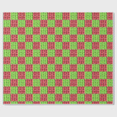 Red Green Christmas Kariert Snowflake Tile Grid Geschenkpapier (Flach)