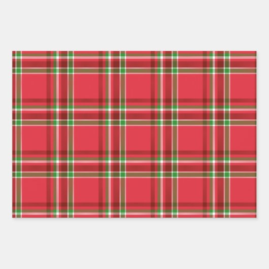 Red Green Christmas Kariert Tartan Pattern Geschenkpapier Set (Vorderseite 2)