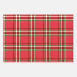 Red Green Christmas Kariert Tartan Pattern Geschenkpapier Set