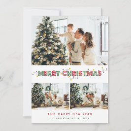 Red Green Christmas Lights 3 Foto Collage Feiertagskarte