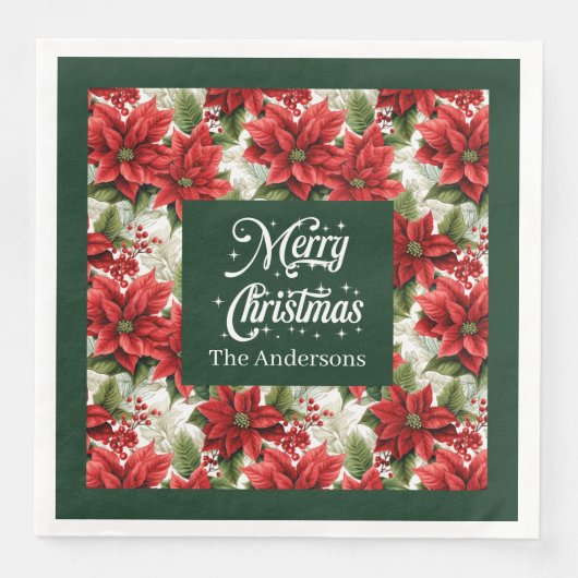 Red Green Christmas Napkins Traditionelles Chic-Ge Serviette (Vorderseite)