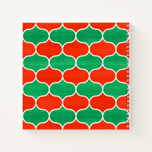Red Green Christmas Ogee Muster Sketch Notes Notizbuch (Rückseite)