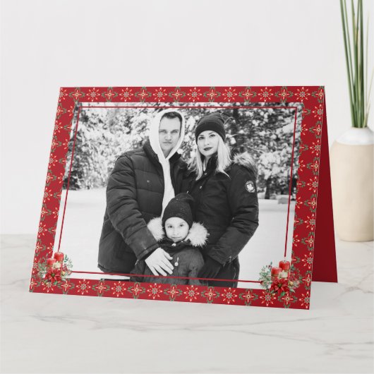 Red Green Christmas One Foto Snowflake Danke (Vorderseite)