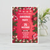 Red Green Christmas Party Einladung Flyer (Stehend Vorderseite)