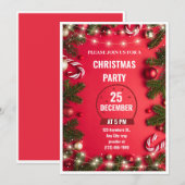 Red Green Christmas Party Einladung Flyer (Vorne/Hinten)