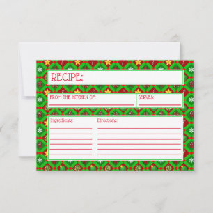 Red Green Christmas Pattern Rezept Card