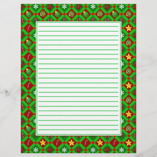 Red Green Christmas Pattern Rezept Papier (Rückseite)