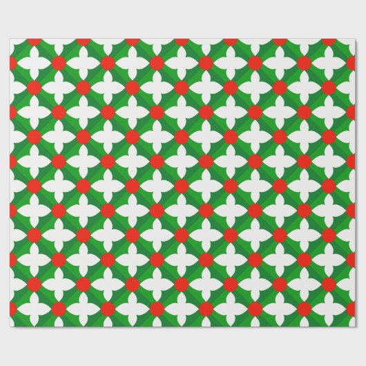 Red Green Christmas Pattern Weihnachtsgeschenk Geschenkpapier (Flach)