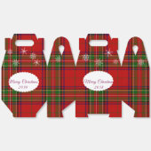 Red & Green Christmas Plaid Lace Snowflakes Geschenkschachtel (Ungeklappt)