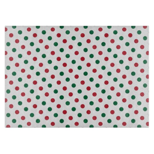 Red & Green Christmas Polka Dot Pattern Schneidebrett (Vorderseite)