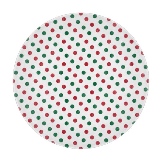 Red & Green Christmas Polka Dot Pattern Schneidebrett (Vorderseite)