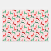 Red Green Christmas Rentier Silhouette Pattern Geschenkpapier Set (Vorderseite 2)