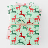 Red Green Christmas Rentier Silhouette Pattern Geschenkpapier Set (Beispiel)
