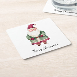 Red Green Christmas Santa Claus Rechteckiger Pappuntersetzer