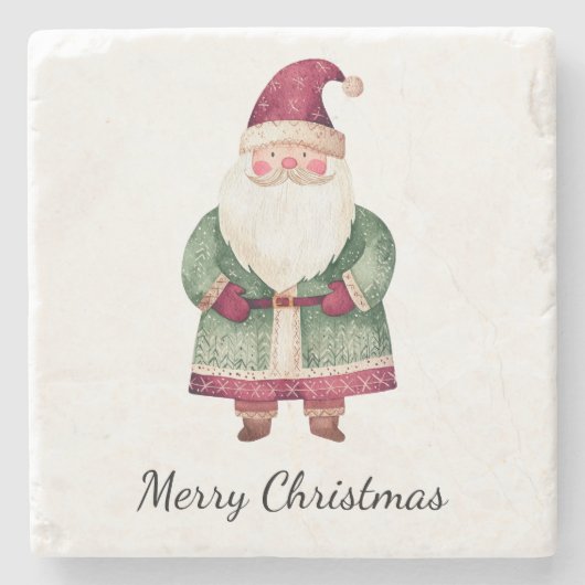 Red Green Christmas Santa Claus Steinuntersetzer (Vorderseite)