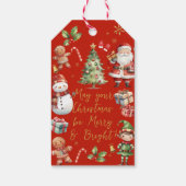 Red Green Christmas Santa Elf Snowman Gingerbrot Geschenkanhänger (Rückseite)