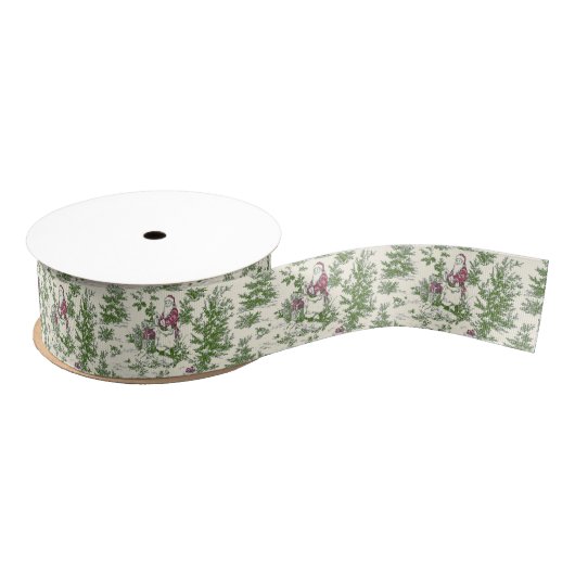 Red & Green Christmas Santa Toile Ripsband (Spule)