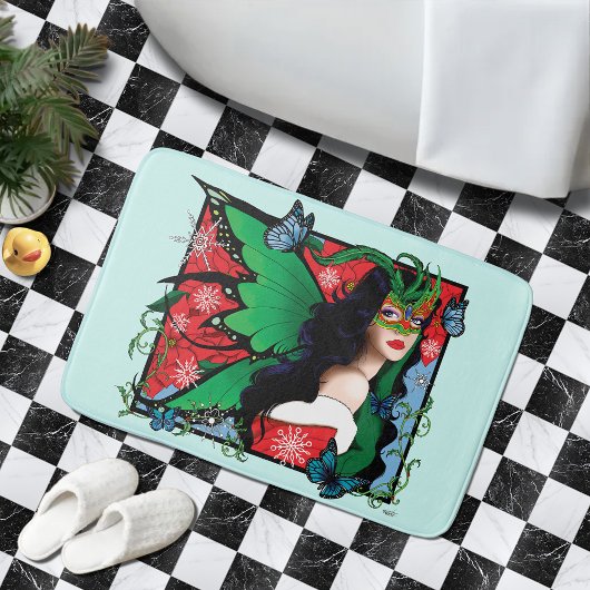 Red Green Christmas Solstice Fairy Badematte
