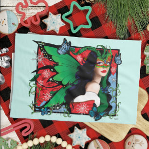 Red Green Christmas Solstice Fairy Geschirrtuch