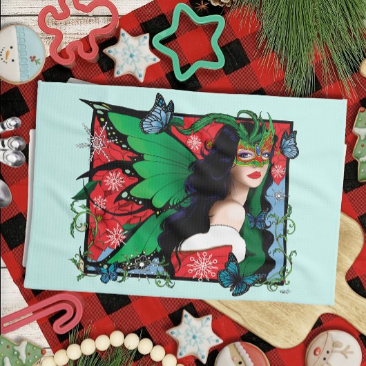 Red Green Christmas Solstice Fairy Geschirrtuch