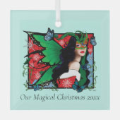 Red Green Christmas Solstice Fairy Ornament Aus Glas (Vorderseite)