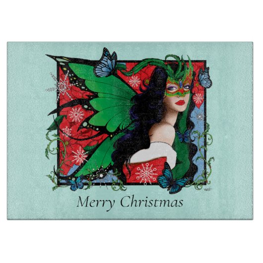 Red Green Christmas Solstice Fairy Schneidebrett (Vorderseite)