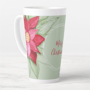 Red Green Christmas Star Poinsettia Watercolor Milchtasse