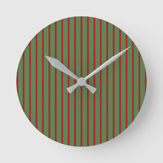 Red Green Christmas Stocking on Green Red Runde Wanduhr (Vorderseite)