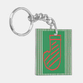 Red Green Christmas Stocking on Green Schlüsselanhänger (Vorderseite links)