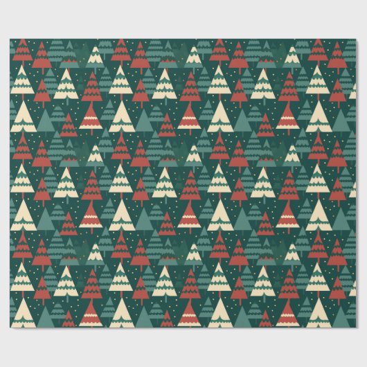 Red Green Christmas Tree Forest Gift Geschenkpapier (Flach)