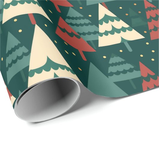 Red Green Christmas Tree Forest Gift Geschenkpapier (Rolleneckpunkt)