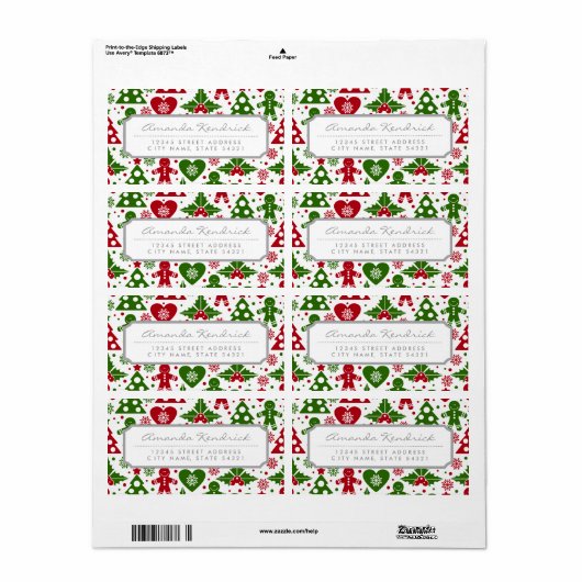 Red & Green Christmas Tree Gingerbread Man Pattern (Vorne)