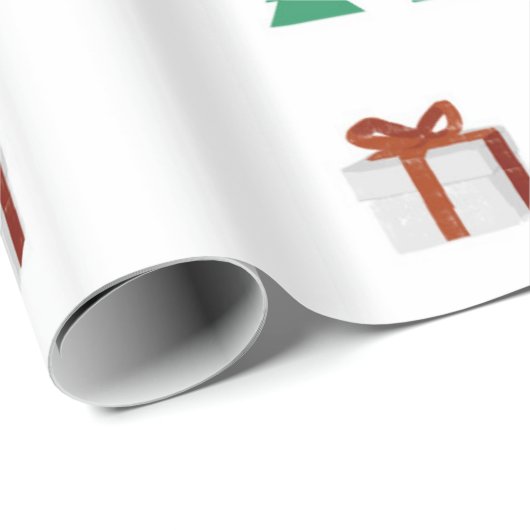 Red Green Christmas Tree Holiday Santa Reindeer Geschenkpapier (Rolleneckpunkt)