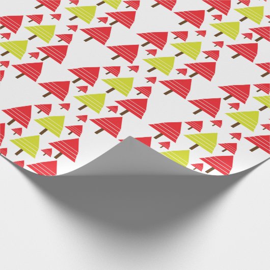 Red Green Christmas Tree Moderne Weihnachten Geschenkpapier (Ecke)