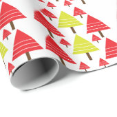 Red Green Christmas Tree Moderne Weihnachten Geschenkpapier (Rolleneckpunkt)
